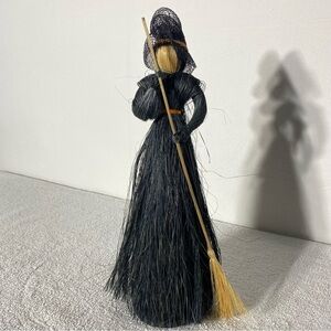 Vintage Black Raffia Witch Halloween Fall Decor